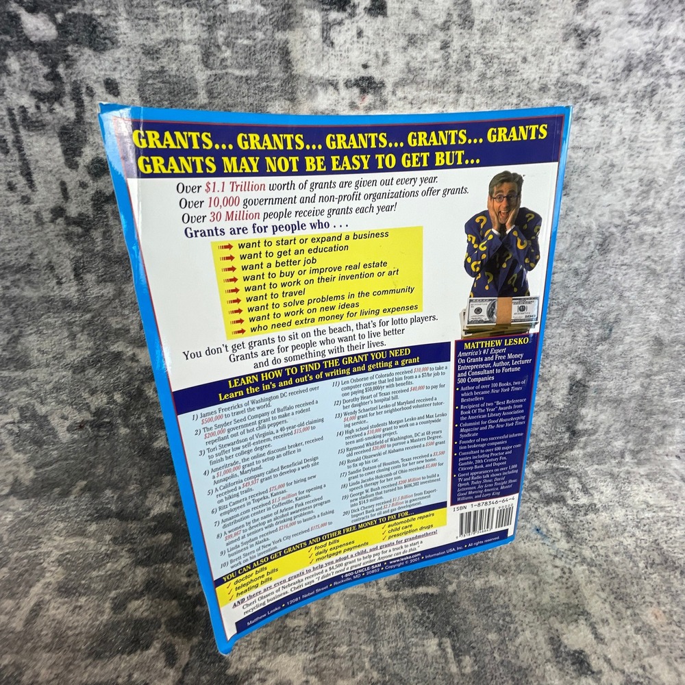 How To Write And Get A Grant Matthew Lesko OS 2001 Reference Book - Picture 2 of 6